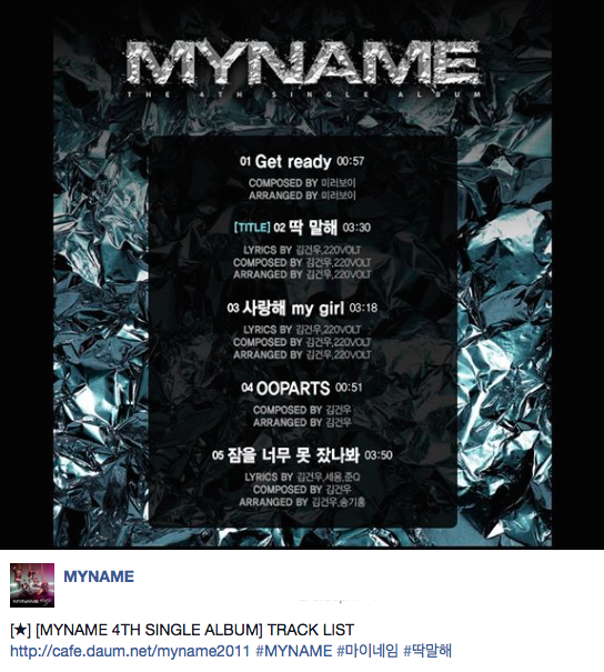 tracklist MYNAME